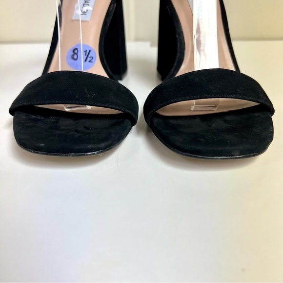 STEVE MADDEN Dillion essential Block-Heel Sandals black leather suede women 8.5 - Picture 6 of 11